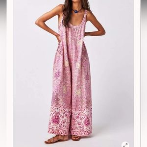 Free people oversized wide leg romper